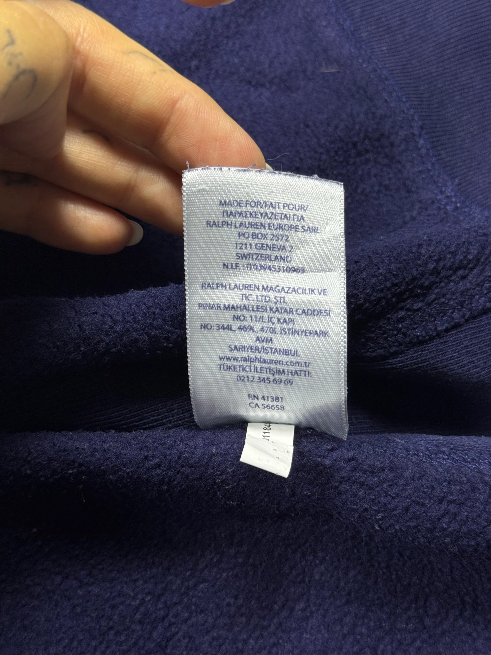 Ralph Lauren Full Zip Hoodie Navy Blue Yellow Pony Vintage Size M/L – photo 17